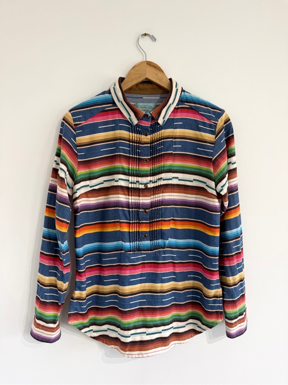 Tasha Polizzi Serape popover top collared long sleeve striped shirt
